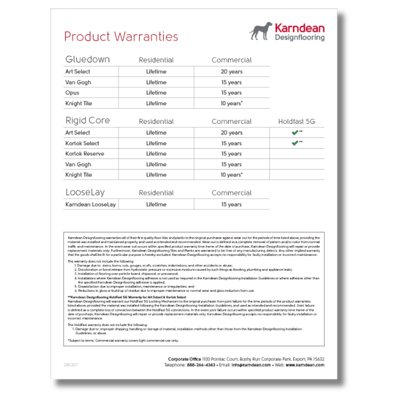 Karndean product warranty